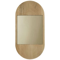 June Mirror, Small in Carved White Oak and Bronze Mirror
