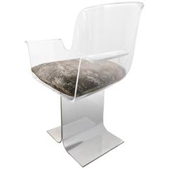 Pace Collection Lucite and Aluminum Swivel Desk Chair, 1970s