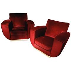 Large Pair of 1930 Armchairs by Jacques Adnet