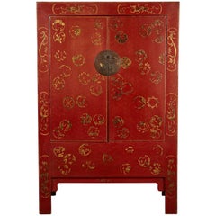 19th Century Red with Gold Chinese Cabinet