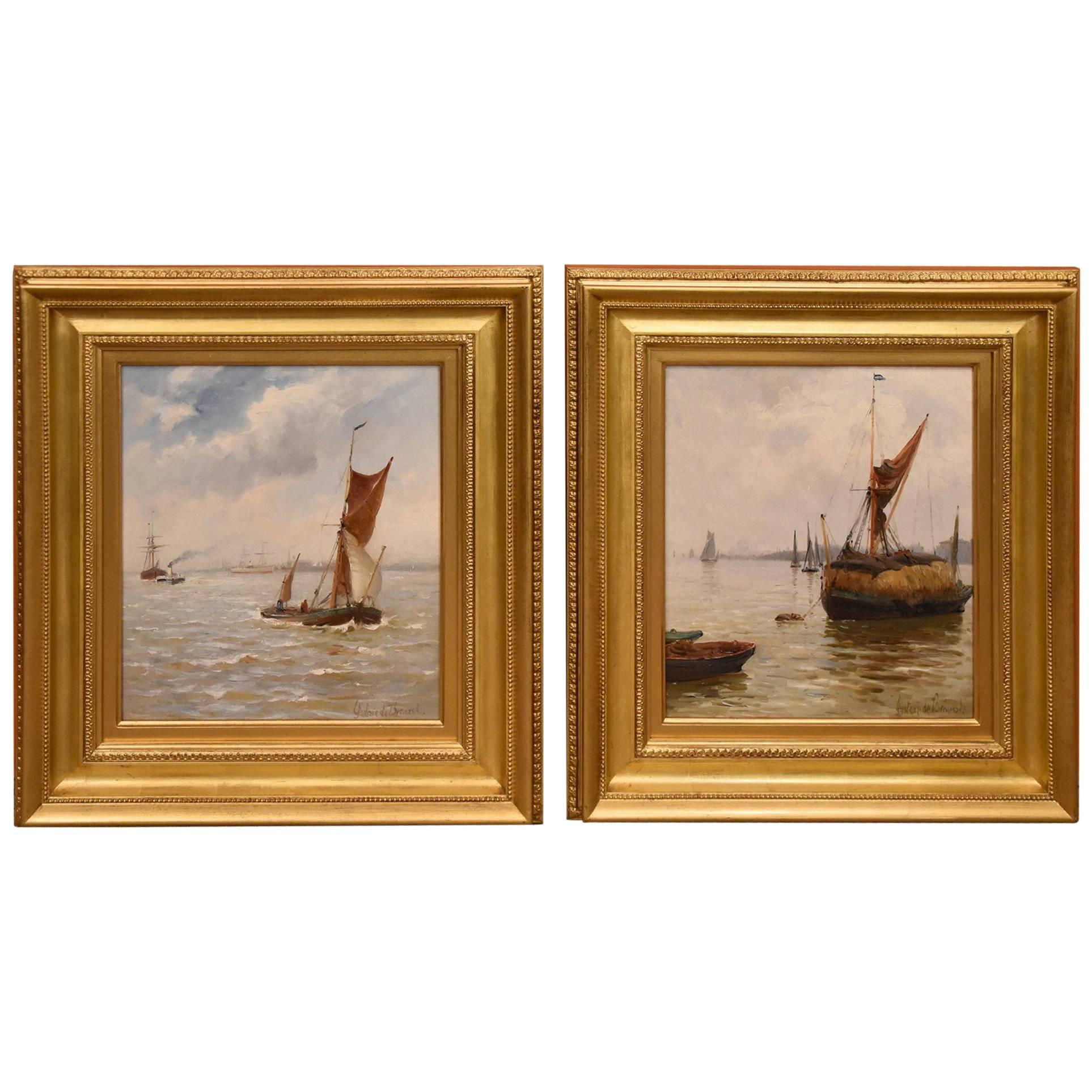 "Off Greenwich" and "On the Thames" Pair by Gustave de Breanski