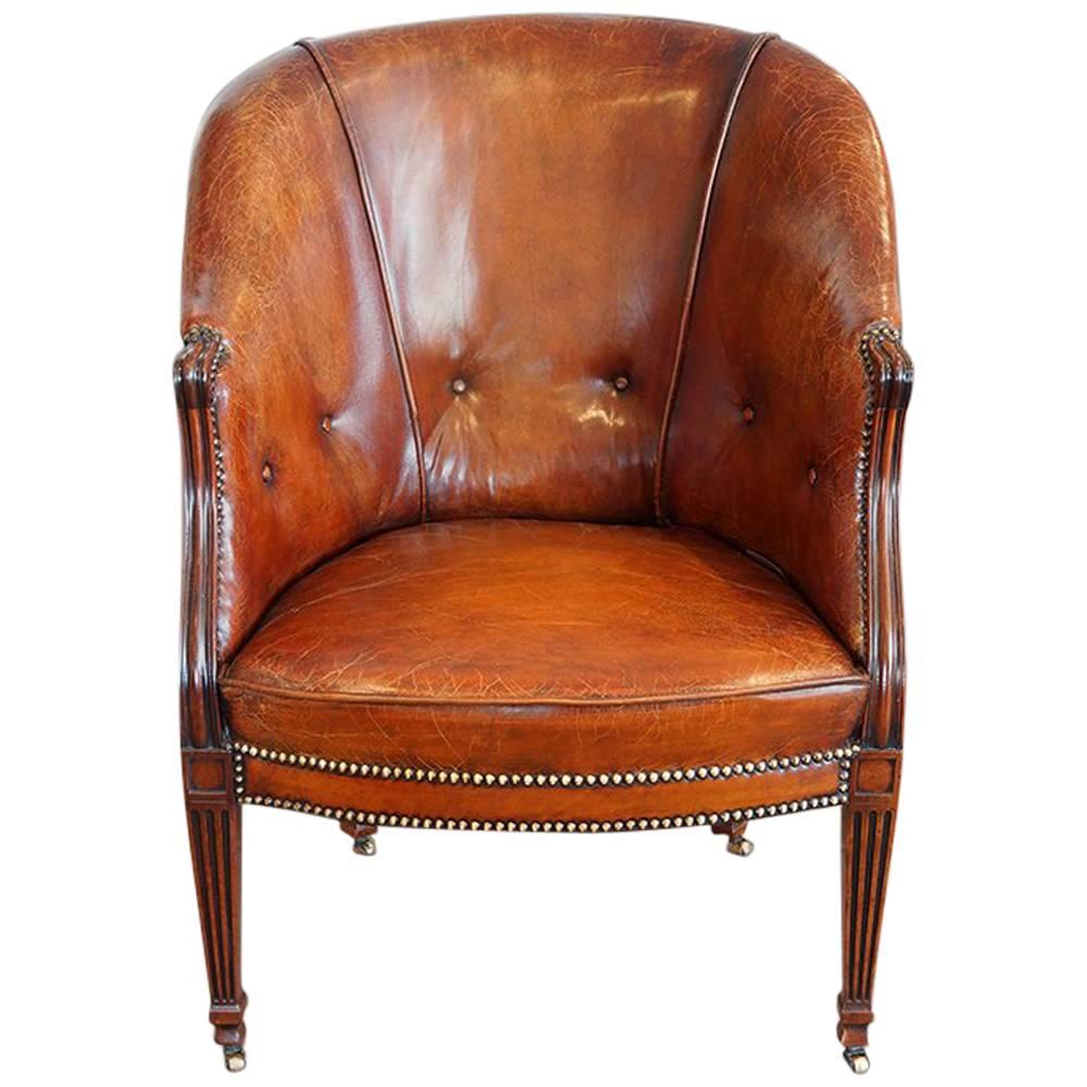 Edwardian Tub Shaped Library Chair
