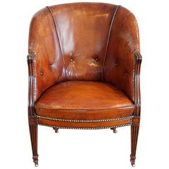 Antique Edwardian Tub Shaped Library Chair