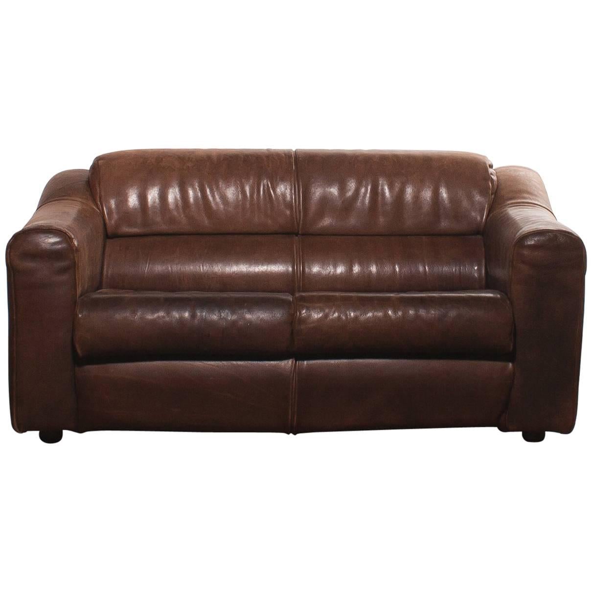 1970s, Buffalo Leather Two-Seat Sofa