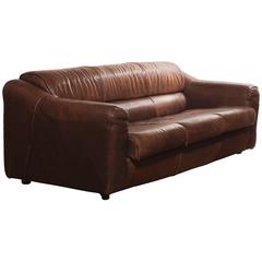 1970s, Buffalo Leather Three-Seat Sofa