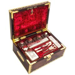 Antique Regency Rosewood and Silver Travelling Dressing Case, 1821