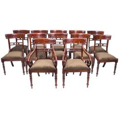Grand Set of 16 English Regency Style Bar Back Dining Chairs