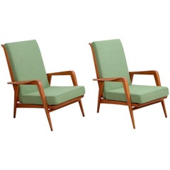 Pair of New Upholstered Etienne Henri Martin Lounge Chairs