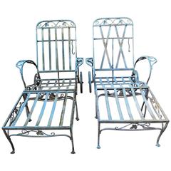 Vintage Salterini Mt Vernon Pair of Two-Piece Chaises, Neva-Rust Finish