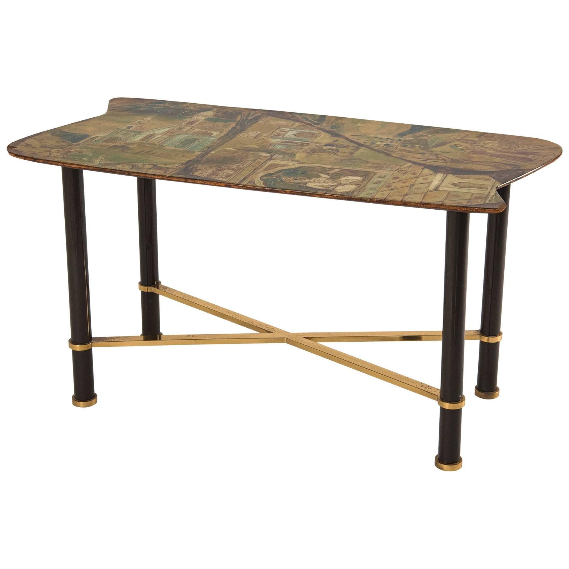 Extraordinary Hand-Painted Low Table by Decalage, Turin, 1956