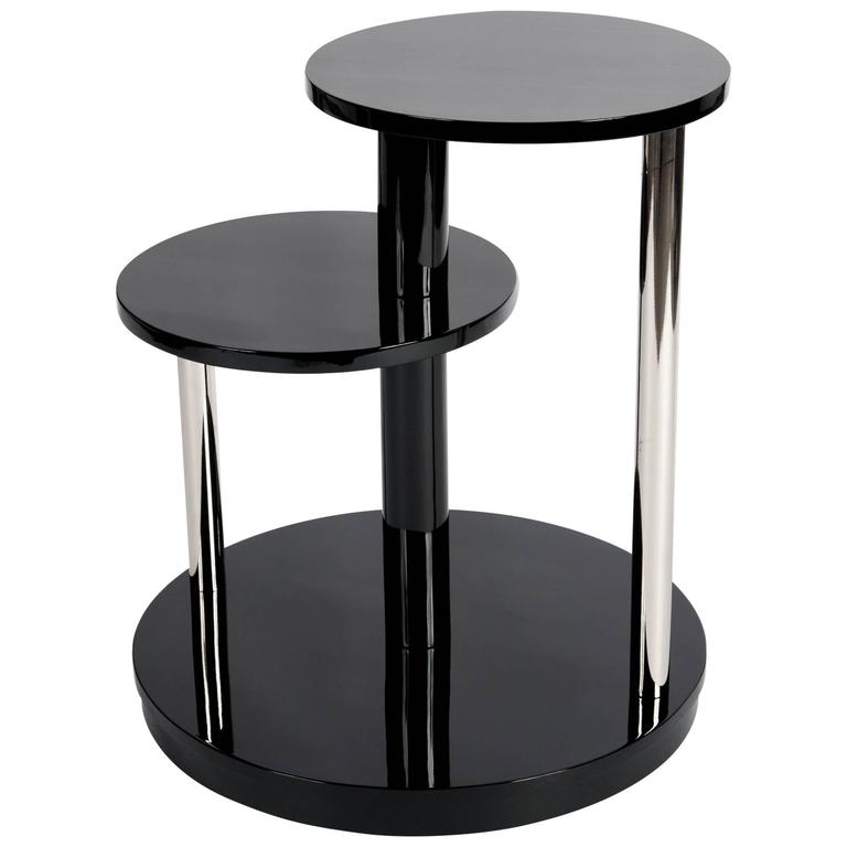 Black Lacquered French Art Deco Coffee Table or Side Table For Sale at