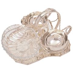 19th Century Victorian Silver Plated and Glass Seafood Serving Set