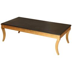 Regency Style Giltwood Low Table with Black Top