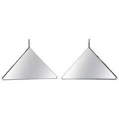 Pair of Triangular Steel Mirrors in the Manner of Willy Rizzo