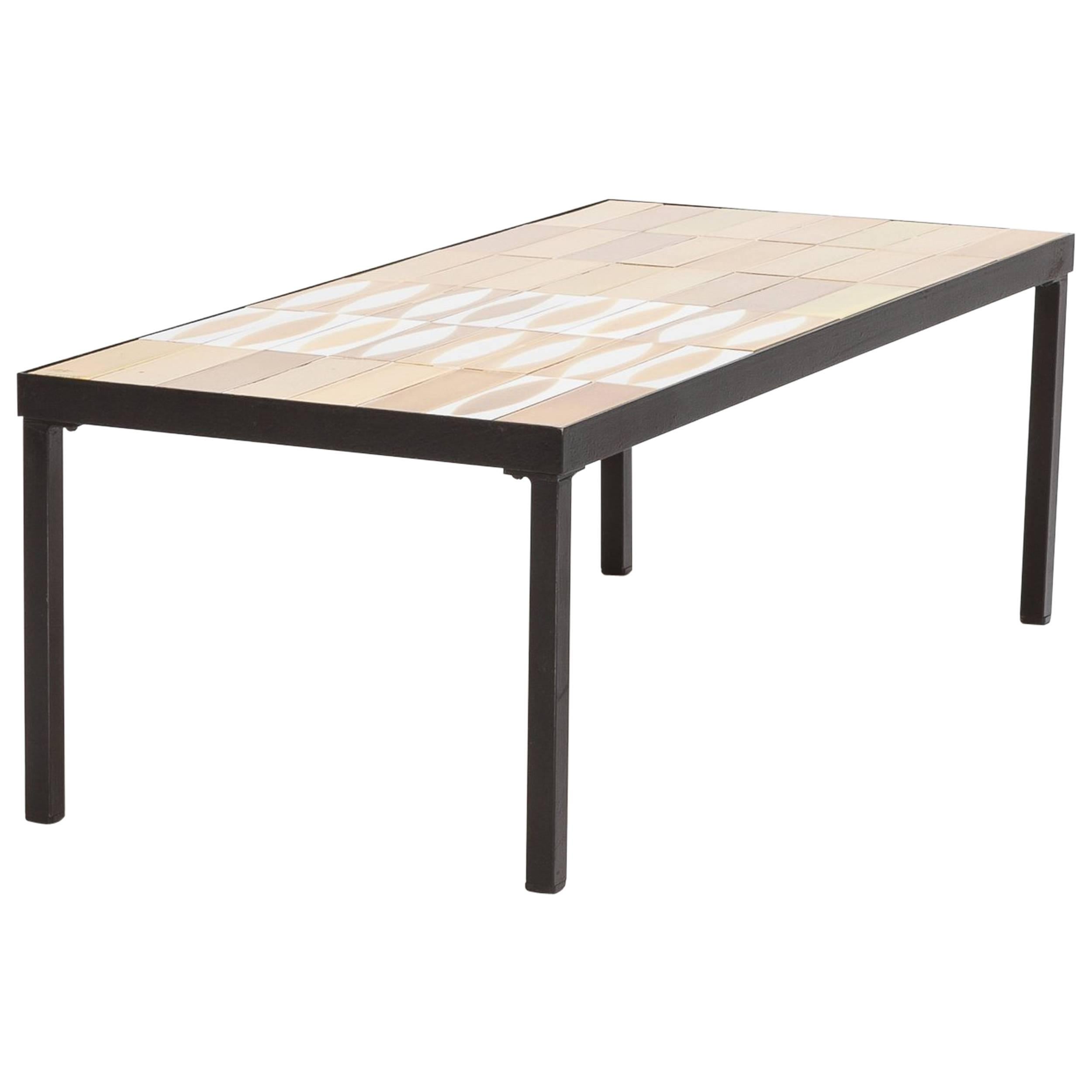 Roger Capron Coffee Table Navette Vallauris, 1950s
