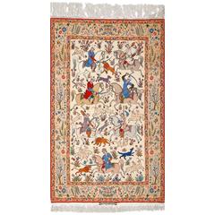Fine Hunting Design Vintage Isfahan Persian Rug 7