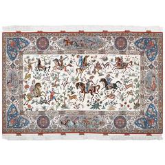 Fine Hunting Design Vintage Tabriz Persian Rug 10