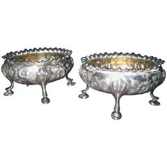 19th Century English Sterling Silver Salts, Pair