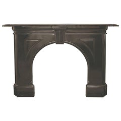 Antique Victorian Black Marble Fireplace with Arched Aperture