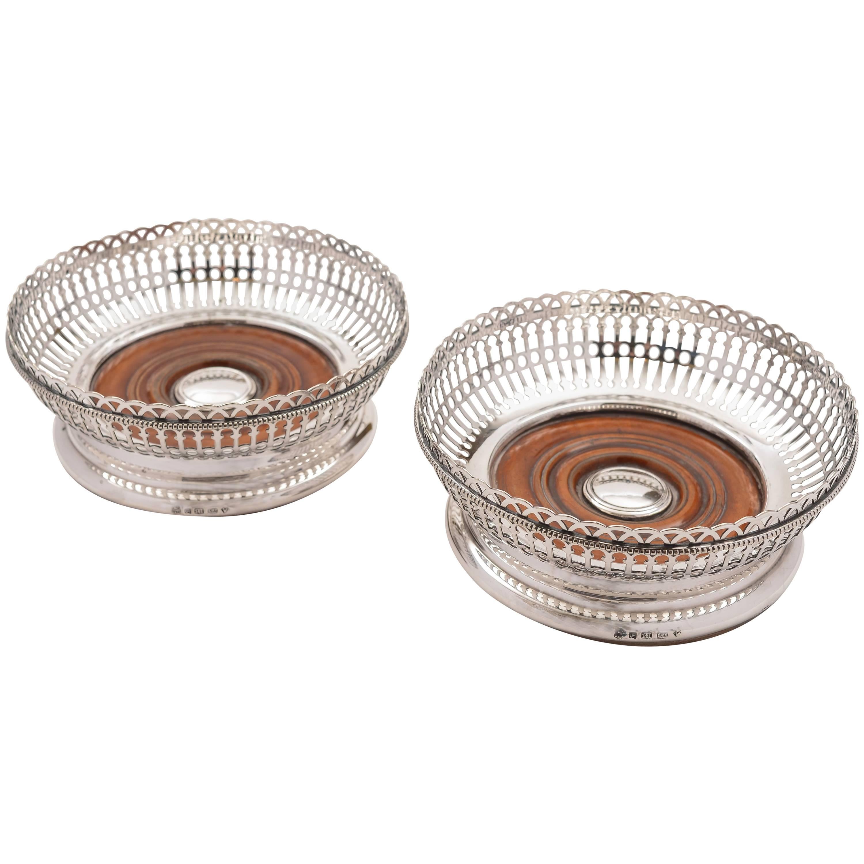 19th Century Pair of Victorian Silver Plated Elkington Coasters For Sale