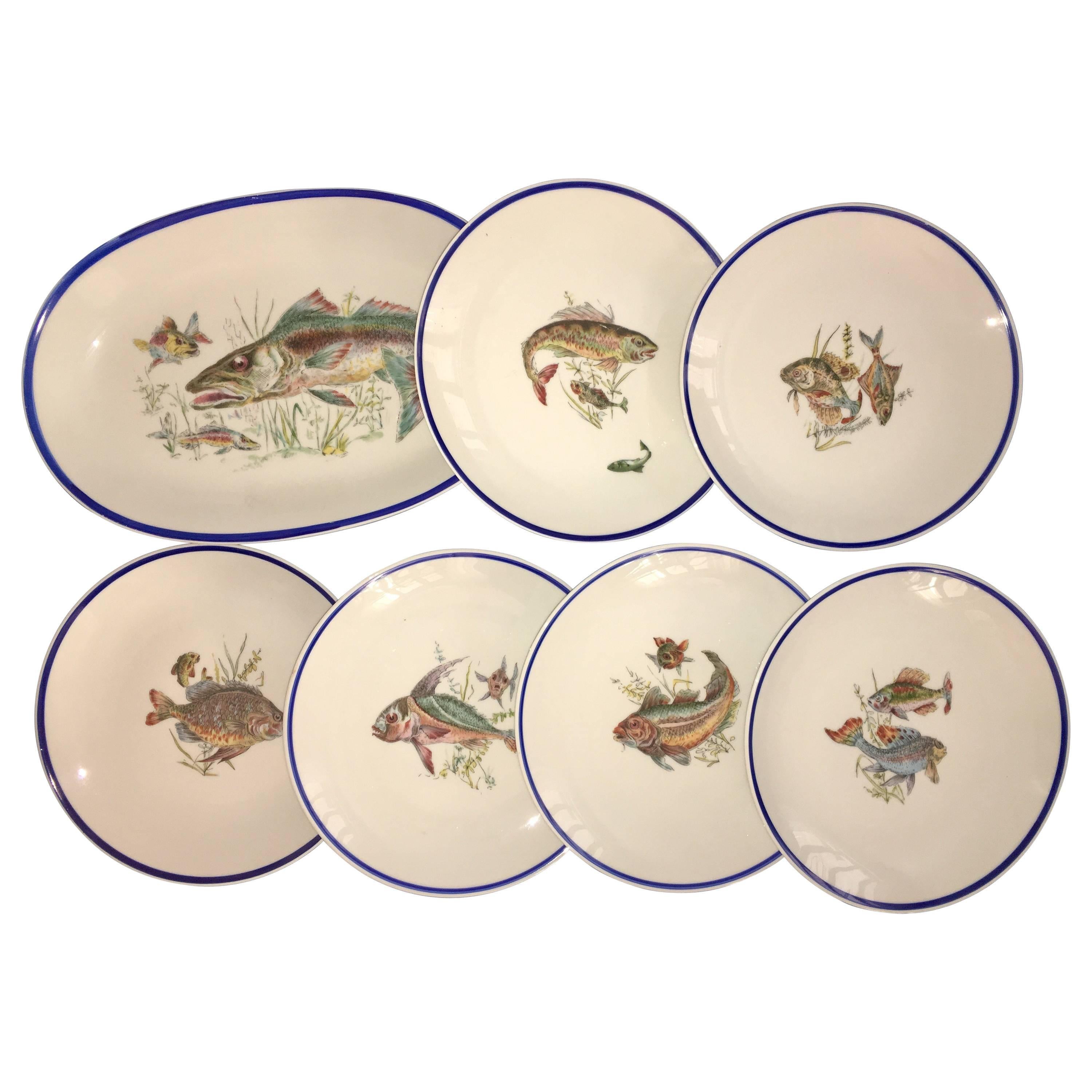 Fine Vintage Limoges Fish Plates