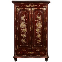 20th Century French Colonial Vietnamese Rosewood Cabinet with M.O.P Inlay