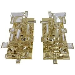Pair of Hand-Cut Crystal Sconces 7
