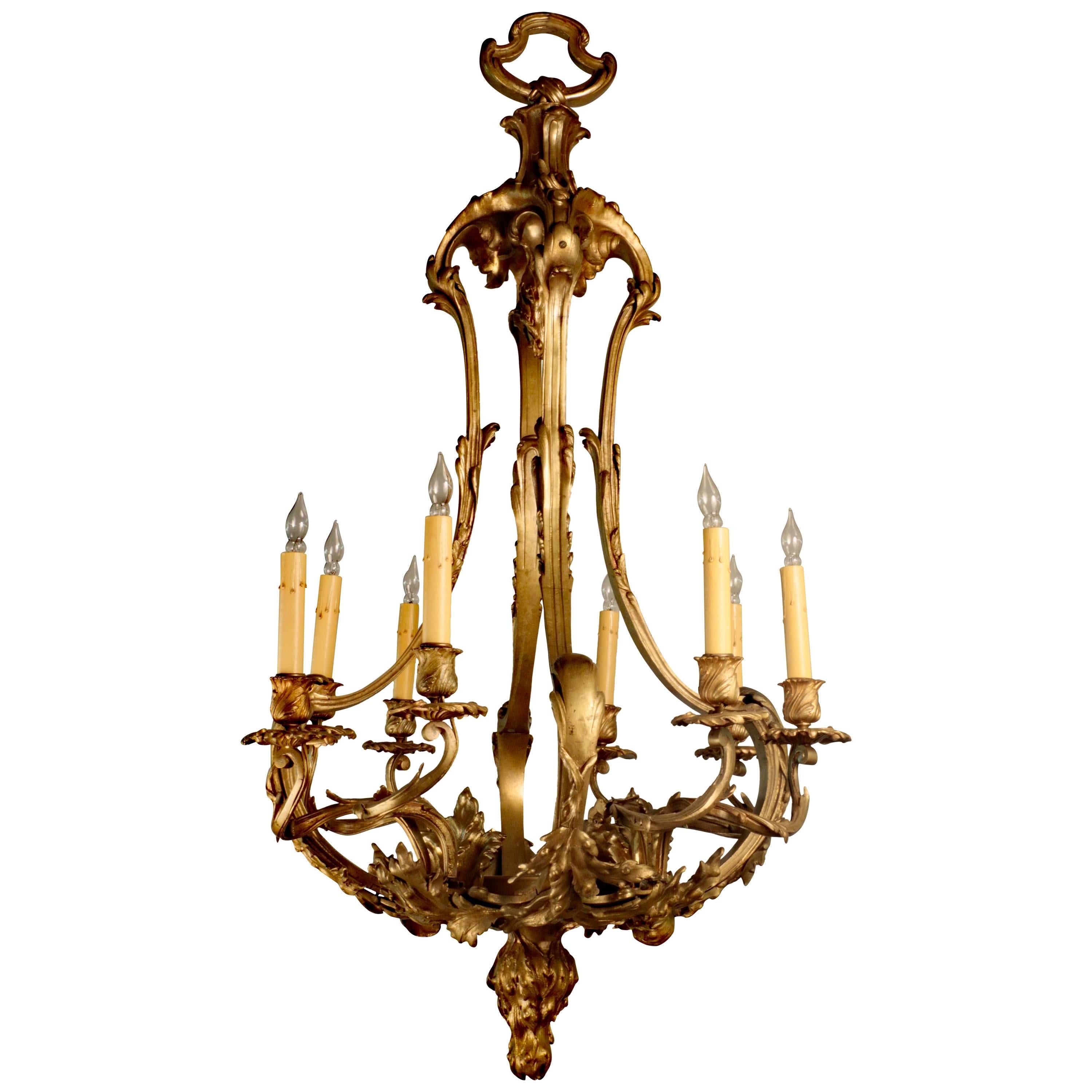 Belle Époque Louis XV Style Gilt Bronze Chandelier For Sale