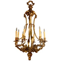 Antique Belle Époque Louis XV Style Gilt Bronze Chandelier