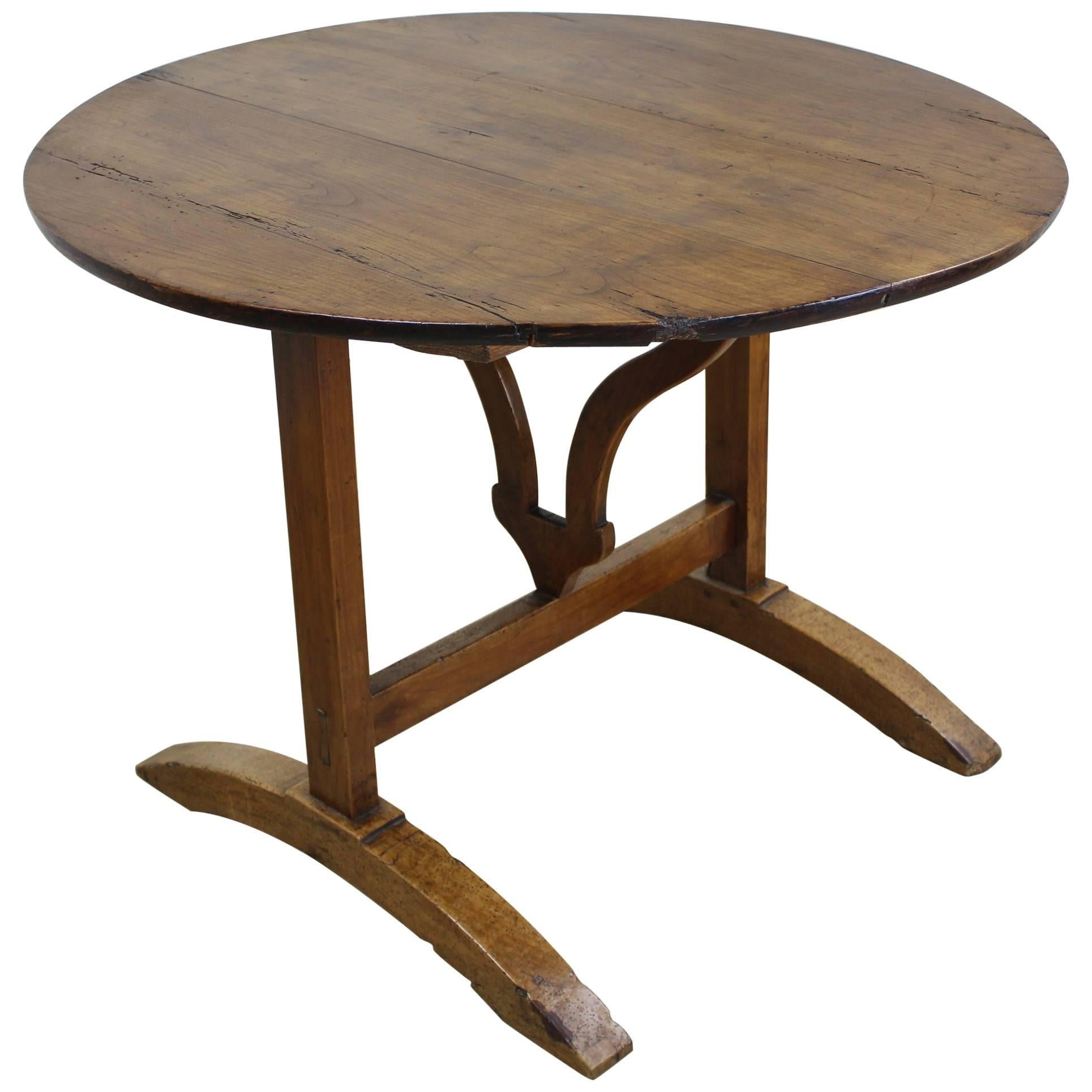 Antique French Cherry Tilt-Top Wine Table