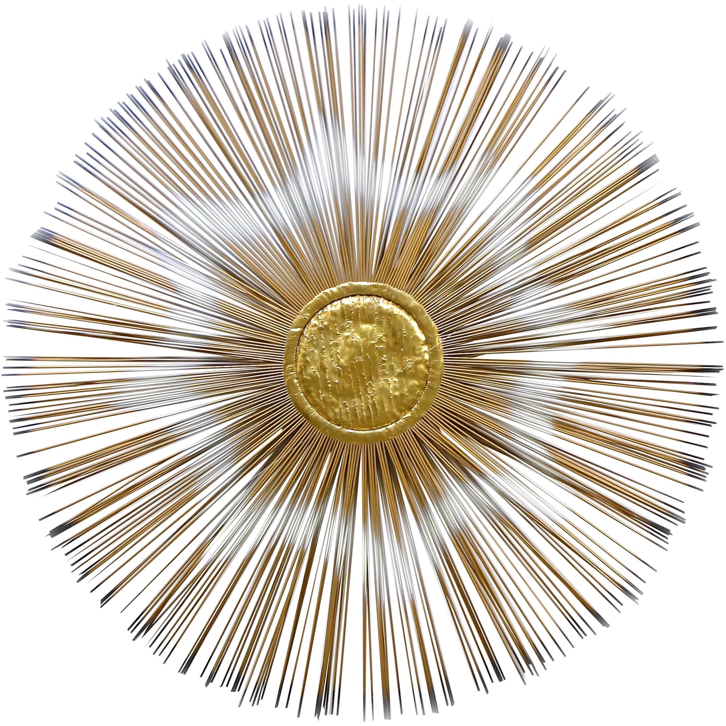 Mid-Century Starburst Mixed Metal Wall Art Sculpture by Devalf