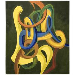 Green and Yellow Abstract Oil Painting by George Mullen