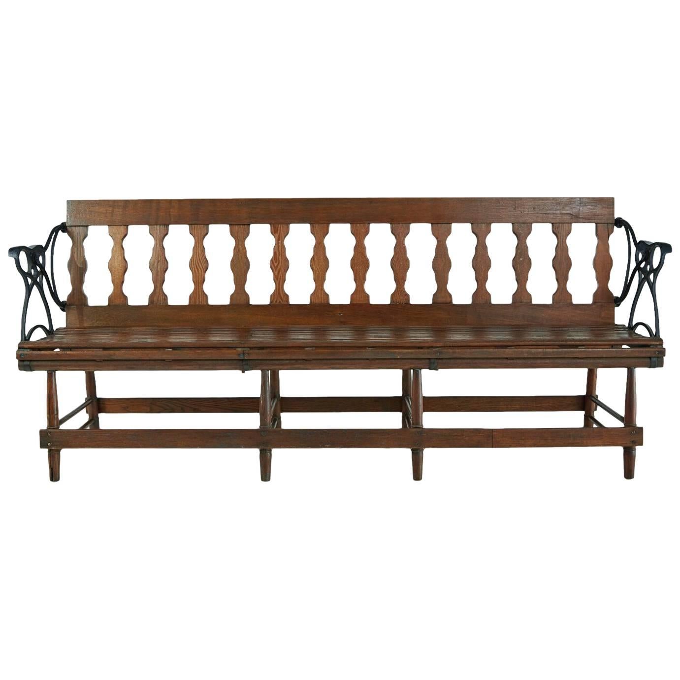 Victorian Wood and Iron Reversible Railway Bench