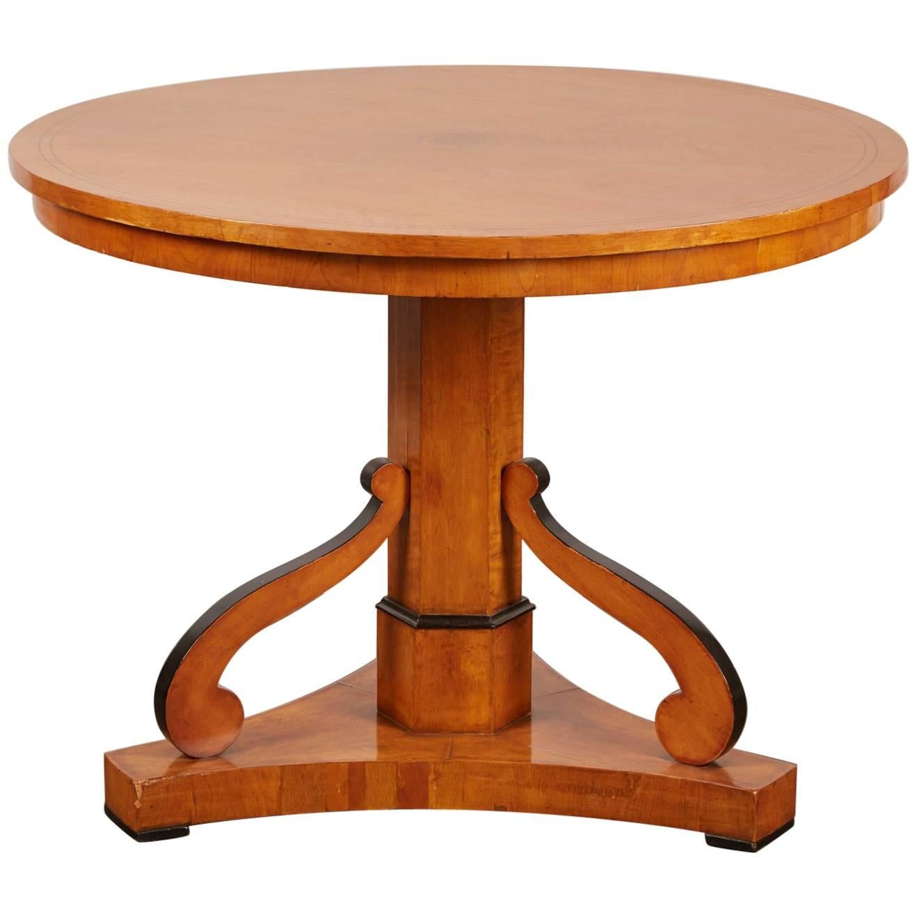 20th Century Swedish Cherry and Ebonized Biedermeier Pedestal Table