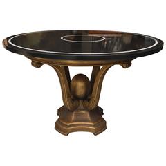 Giltwood Center Table with Inlaid Black Granite Top 12