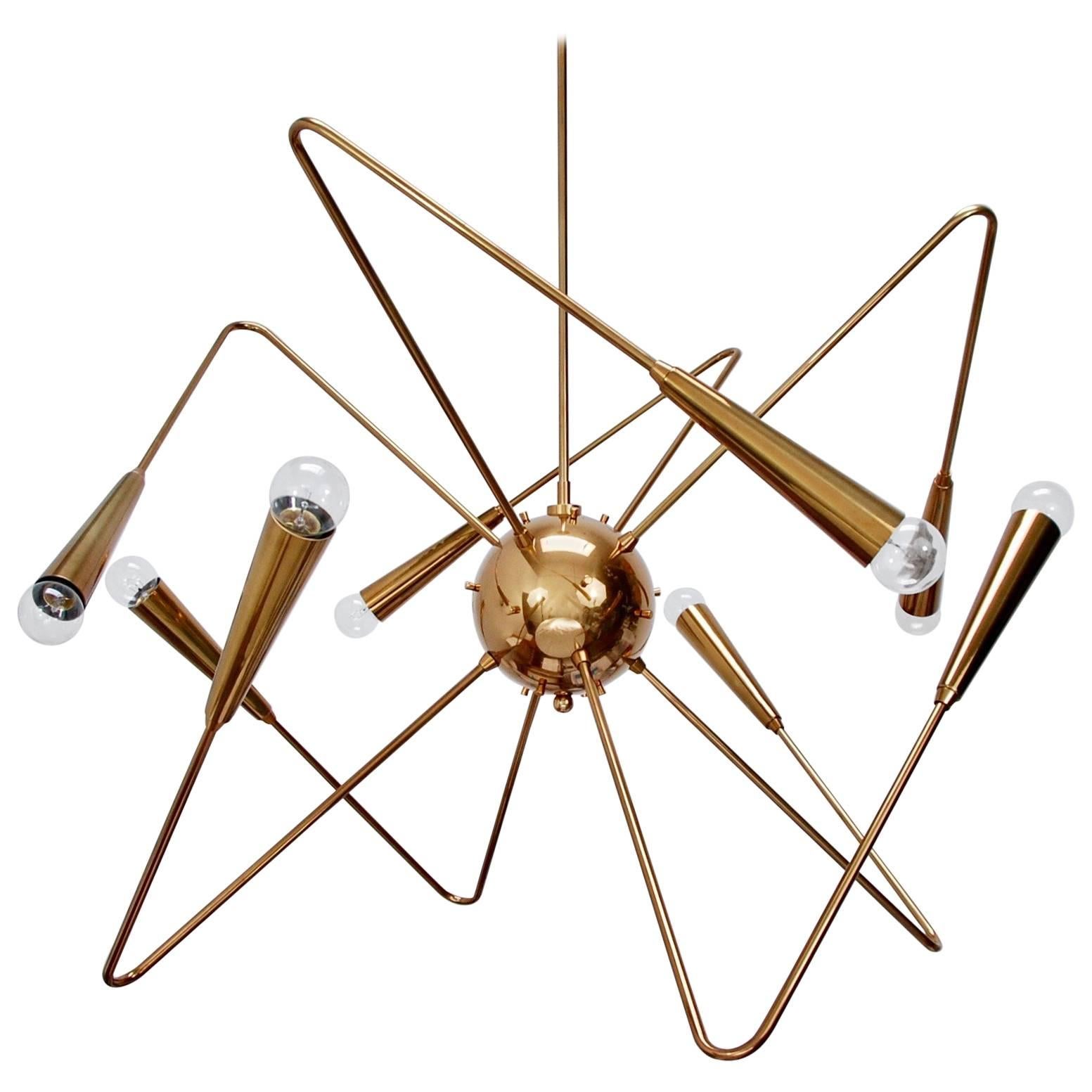 LU Brass Sputnik Chandelier by Lumfardo Luminaires For Sale