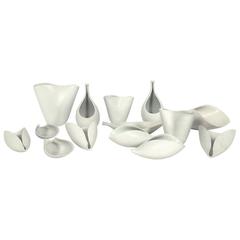 Group of Fourteen Sculptural White Veckla Pottery Pieces by Stig Lindberg 5