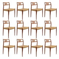 Eight J.L. Møller Model 79 Dining Chairs by Niels Møller in Leather
