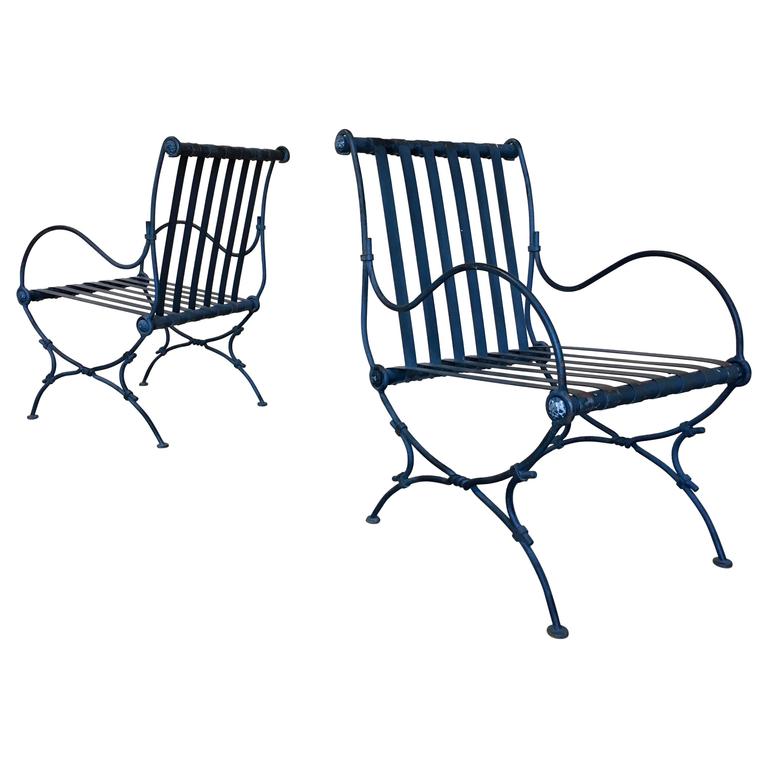 Pair Of Forged Iron Garden Chairs Moving For At 1stdibs Pair Of Forged Iron Garden Chairs Moving For
