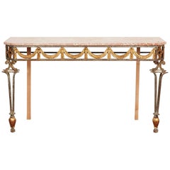 20th Century French Iron and Marble Console