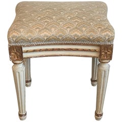Louis XVI Style Paint and Gilt Upholstered Stool