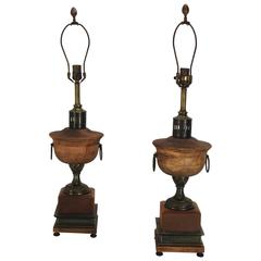 Pair of Early 20th Century Frederick Cooper Metal and Wooden Lamps 8
