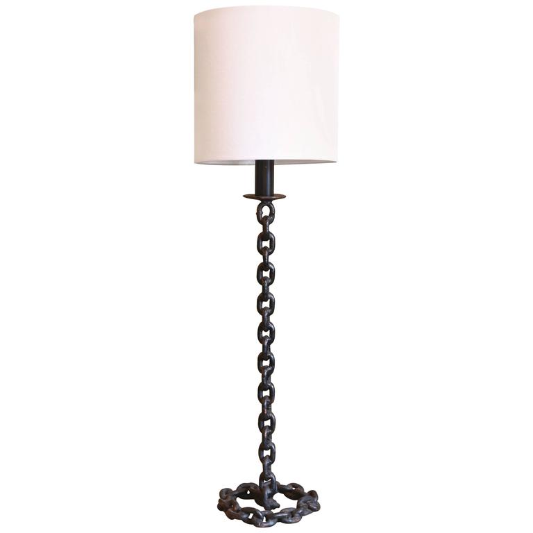 One of a Kind Tall Black Chain Link Lamp with Shade at 1stDibs black