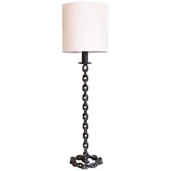 One of a Kind Tall Black Chain Link Lamp with Shade
