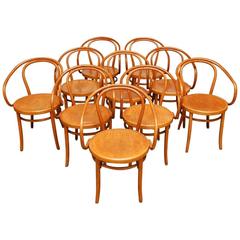 Vintage Set of Ten Thonet Bentwood 209 Chairs