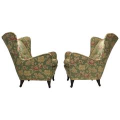 Pair of Italian Wing Back Lounge Chairs 4