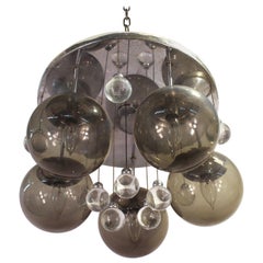 Mid-Century Chrome and Glass Balls Chandelier
