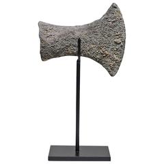 Antique 2500 Year Old Bronze Socket Ax Head on Custom Steel Stand, circa 500 B.C.