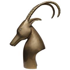 Large MCM Brass Antelope, circa 1960-1970