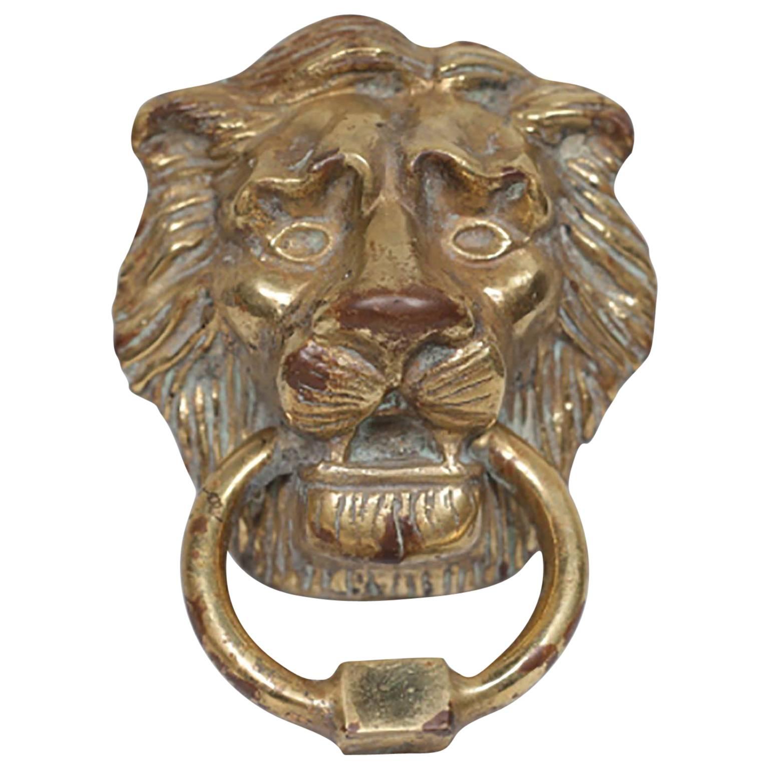 Early-Mid 20th Century Solid Brass Lion Door Knocker